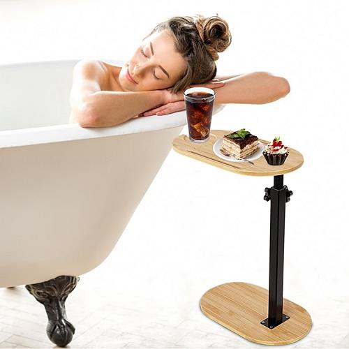 Adjustable C-Shaped 360° Bathtub Tray & Rotatable Side Table
