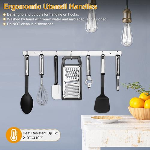 23-Piece Kitchen Utensil Set – Stainless Steel & Nylon Heat-Resistant Tools with Grater, Tongs, Whisk, and More