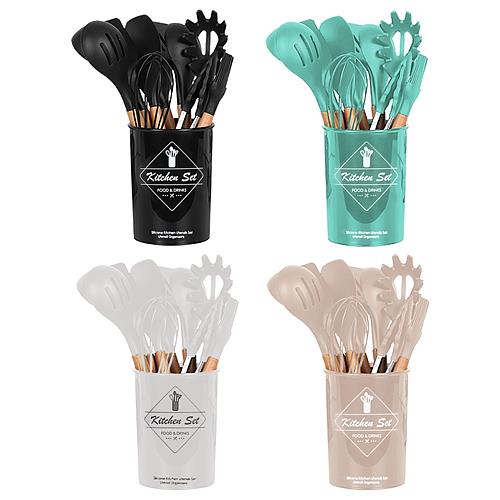 35-Piece Kitchen Utensil Set with Holder – Spatulas, Tongs, Turner, Whisk & More