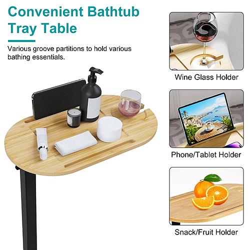 Adjustable C-Shaped 360° Bathtub Tray & Rotatable Side Table