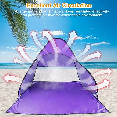 Pop Up Beach Tent Sun Shade Shelter, Anti-UV Waterproof w/ Net Window & Storage Bag Purple