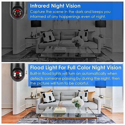 E27 WiFi 1080P FHD IP Pan Tilt Bulb Security Surveillance Camera with Two-Way Audio Night Vision Motion Detection Function APP Control