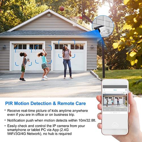 1080P Solar Powered WiFi IP Camera, Two-Way Intercom, Night Vision, Motion Sensor, IP66 Waterproof Security Cam