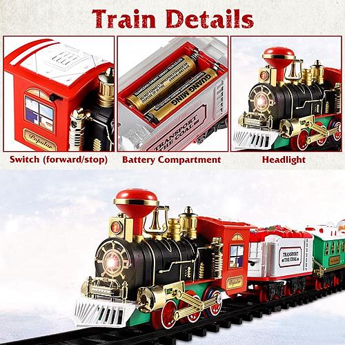 Electric Train Set with Santa Claus - Battery Operated Xmas Toy with Sound & Lights