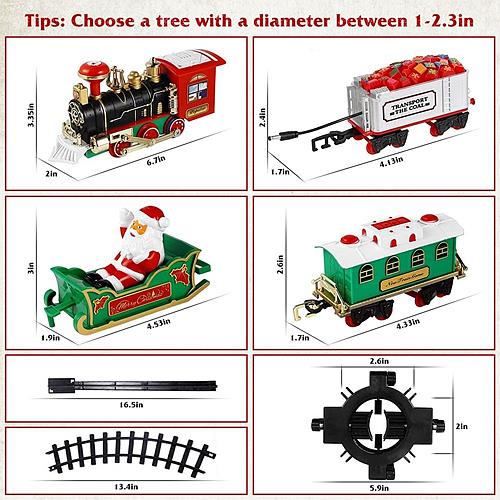 Electric Train Set with Santa Claus - Battery Operated Xmas Toy with Sound & Lights