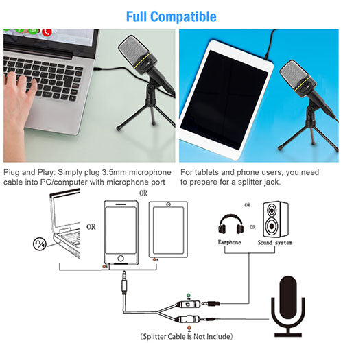 Pro Condenser Microphone with Tripod Stand – Flexible Desktop Mic for Podcasting, Gaming, & Broadcasting