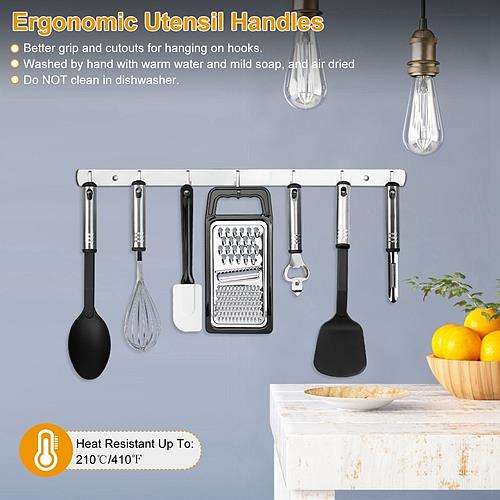 23-Piece Kitchen Utensil Set – Stainless Steel & Nylon Heat-Resistant Tools with Grater, Tongs, Whisk, and More