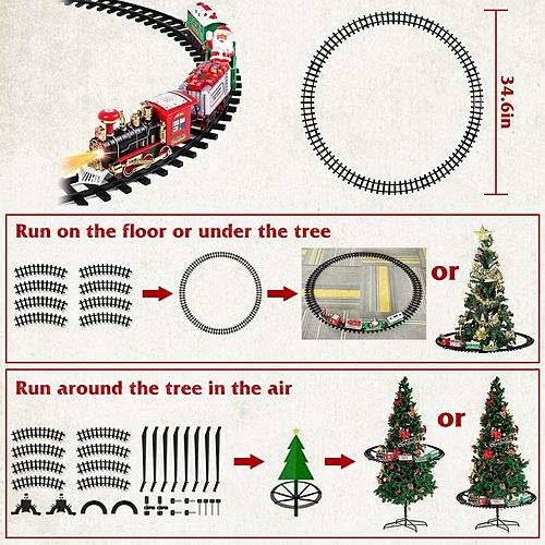 Electric Train Set with Santa Claus - Battery Operated Xmas Toy with Sound & Lights