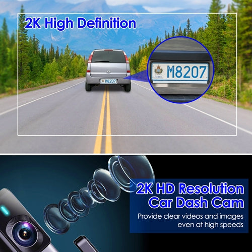 2K HD WiFi Dash Cam with Night Vision, 140° Wide Angle & 32GB Card