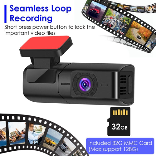 2K HD WiFi Dash Cam with Night Vision, 140° Wide Angle & 32GB Card