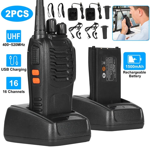 2 x Baofeng BF-888S Walkie Talkies UHF 16CH 400-470MHz Long Range Two-Way Radios