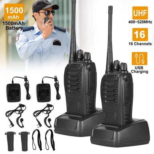 2 x Baofeng BF-888S Walkie Talkies UHF 16CH 400-470MHz Long Range Two-Way Radios