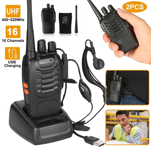 2 x Baofeng BF-888S Walkie Talkies UHF 16CH 400-470MHz Long Range Two-Way Radios