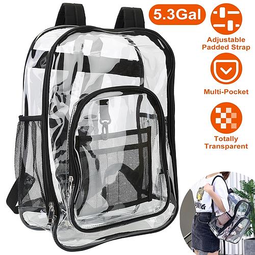 Clear Heavy Duty PVC Backpack with Reinforced Straps - 5.3 Gal