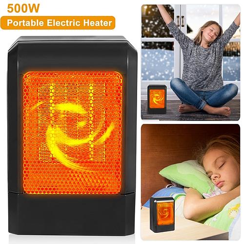 500W Portable PTC Ceramic Heater - Quick 3S Heat for Home & Office