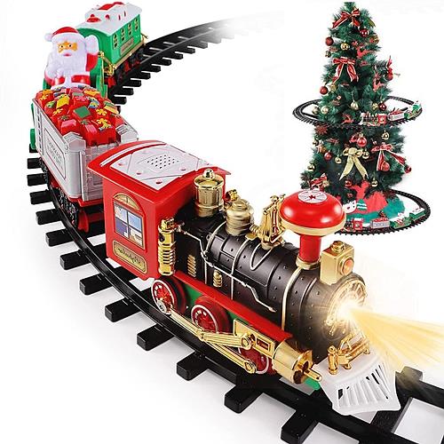 Electric Train Set with Santa Claus - Battery Operated Xmas Toy with Sound & Lights