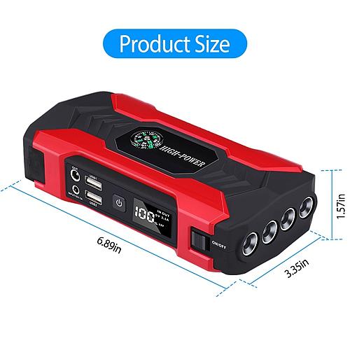 800A Peak Car Jump Starter Booster 28000mAh 12V Battery Charger w/ LCD & LED Flashlight