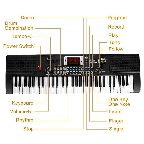 61-Key Digital Music Electronic Keyboard Piano w/ Stand & Microphone for Kids & Beginners