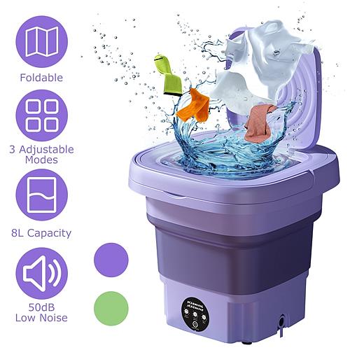 3 Mode-Portable Foldable Washing Machine with Detachable Drain Basket