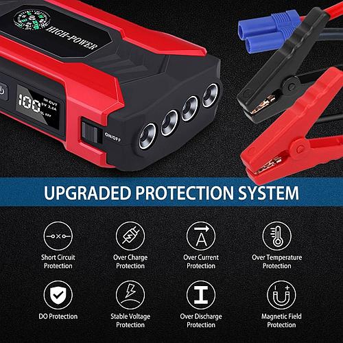 800A Peak Car Jump Starter Booster 28000mAh 12V Battery Charger w/ LCD & LED Flashlight