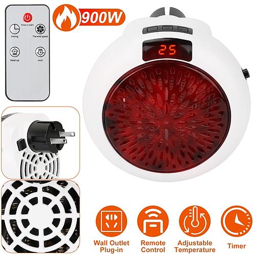 900W Portable Wall Heater Fan with Remote Control – Adjustable Temperature, Auto Shut-Off