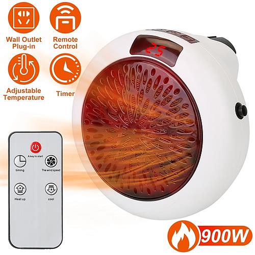 900W Portable Wall Heater Fan with Remote Control – Adjustable Temperature, Auto Shut-Off