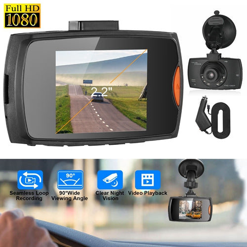 1080P Car DVR Dash Cam with 90° Angle, Loop Recording & Night Vision