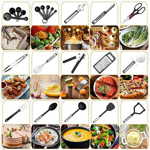 23-Piece Kitchen Utensil Set – Stainless Steel & Nylon Heat-Resistant Tools with Grater, Tongs, Whisk, and More