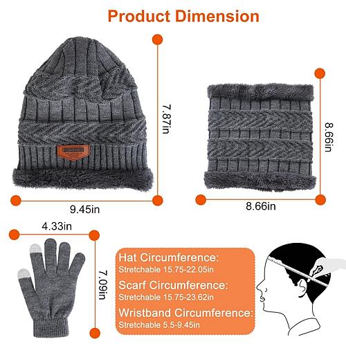 3-Piece Winter Set: Knitted Beanie, Scarf & Touch Screen Gloves for Men & Women