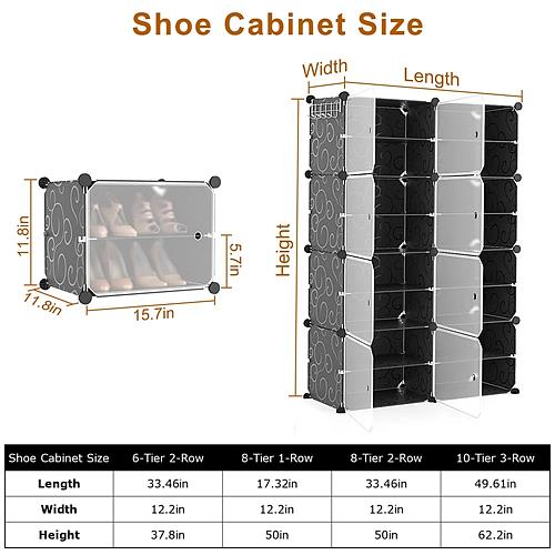 10-Tier 3-Row Shoe Rack Organizer with Transparent Doors – Stackable Shoe Cabinet