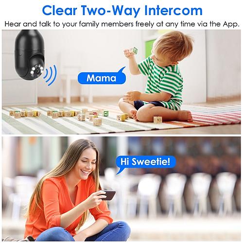 E27 WiFi 1080P FHD IP Pan Tilt Bulb Security Surveillance Camera with Two-Way Audio Night Vision Motion Detection Function APP Control