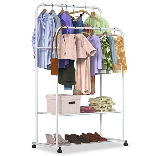 Garment Hanging Rack with Wheels – Clothing Rail & Shoe Organizer