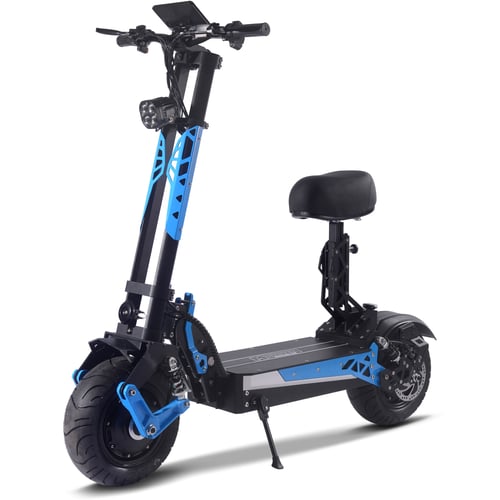 MotoTec Switchblade 60v 4000w Dual Hub Motor Lithium Powered Electric Scooter Blue