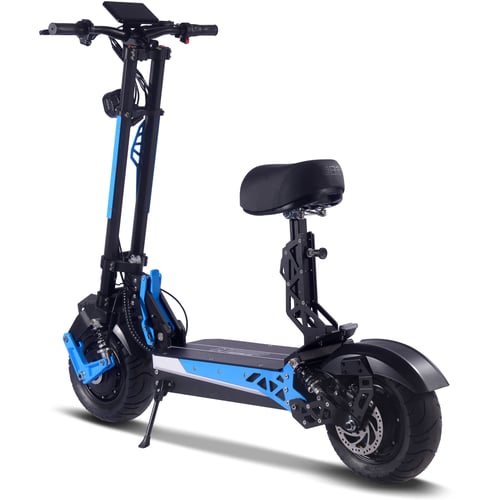 MotoTec Switchblade 60v 4000w Dual Hub Motor Lithium Powered Electric Scooter Blue