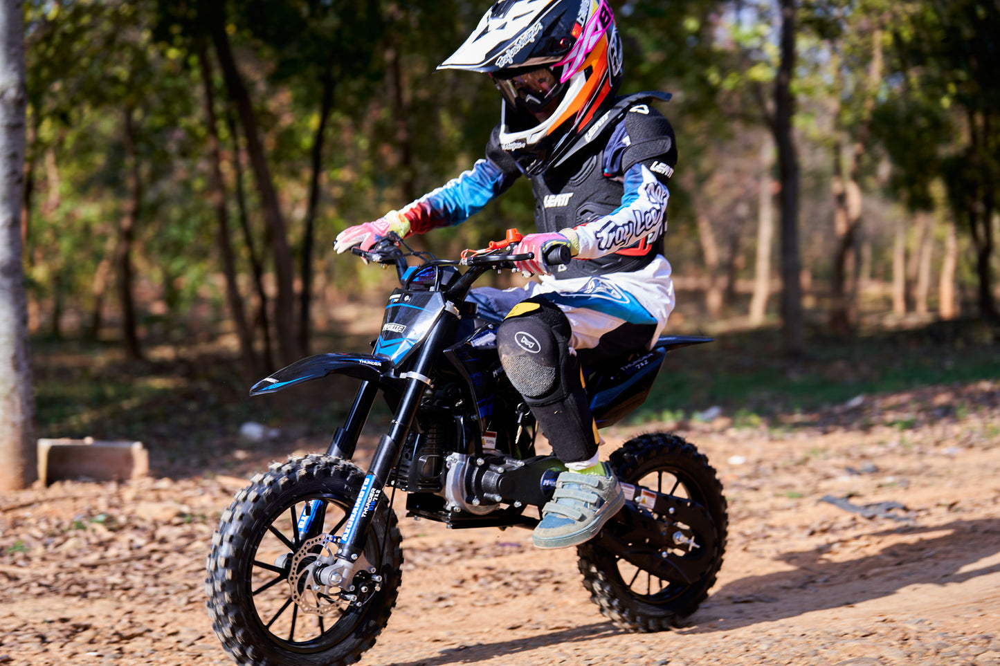 MotoTec Thunder 50cc 2-Stroke Kids Gas Dirt Bike Blue