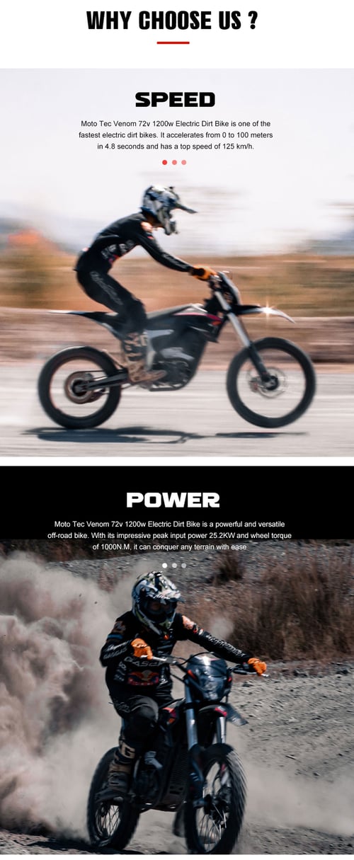 MotoTec Venom 72v 50ah 12,000w Electric Dirt Bike