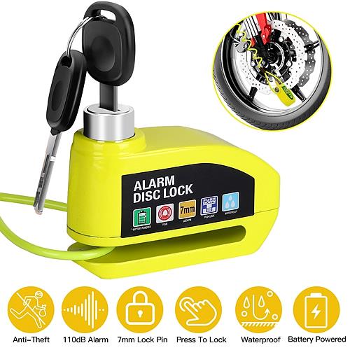 Motorcycle Anti-Theft Disc Lock with 110dB Alarm & Reminder Cable