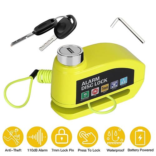 Motorcycle Anti-Theft Disc Lock with 110dB Alarm & Reminder Cable