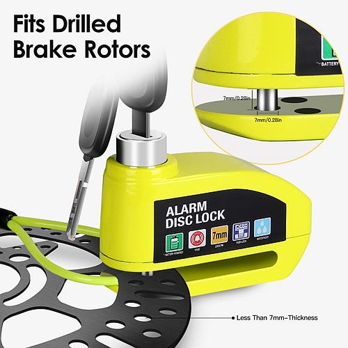 Motorcycle Anti-Theft Disc Lock with 110dB Alarm & Reminder Cable