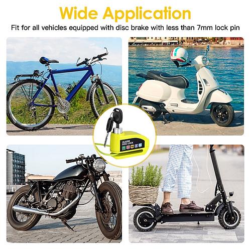 Motorcycle Anti-Theft Disc Lock with 110dB Alarm & Reminder Cable