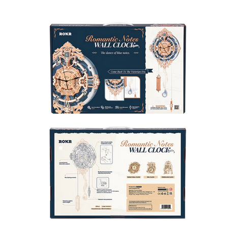 ROKR Romantic Notes wall clock packaging on a white background