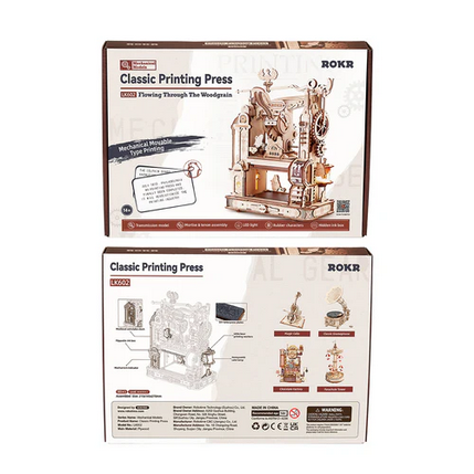 Vintage 18th-Century Printing Press Wooden 3D Puzzle Model Kit (309 Pieces)