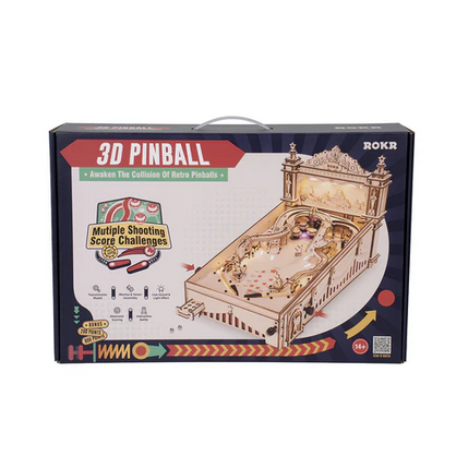 Vintage Wooden Pinball Machine 3D Puzzle Kit (482 Pieces)