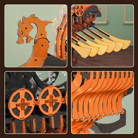 Viking Longship – Illuminated Wooden 3D Puzzle Model Kit (229 Pcs)