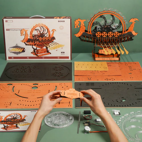 Viking Longship – Illuminated Wooden 3D Puzzle Model Kit (229 Pcs)