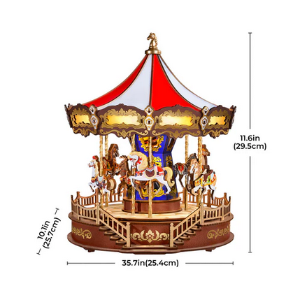 265 Piece Dual-Drive Carousel Music Box – Wooden 3D Puzzle