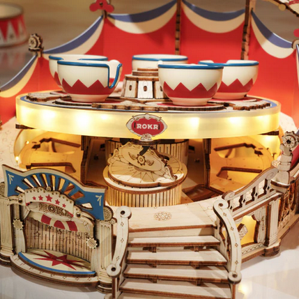 Carnival Parachute Ride Wooden Music Box 3D Model (335 Pieces)
