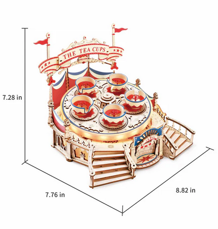 Carnival Parachute Ride Wooden Music Box 3D Model (335 Pieces)