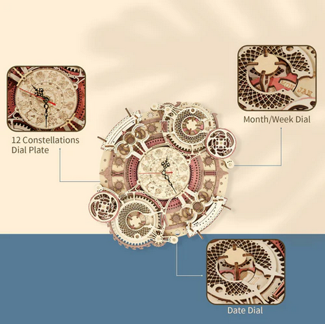 Zodiac Wall Clock & Time Engine Calendar 3D Puzzle (168 Pcs)