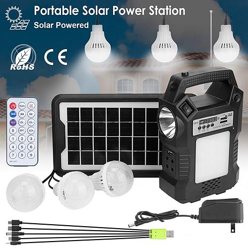 SolarEK Portable Solar Emergency Power & Lighting System with 3 LED Bulbs, Flashlight & USB Charging